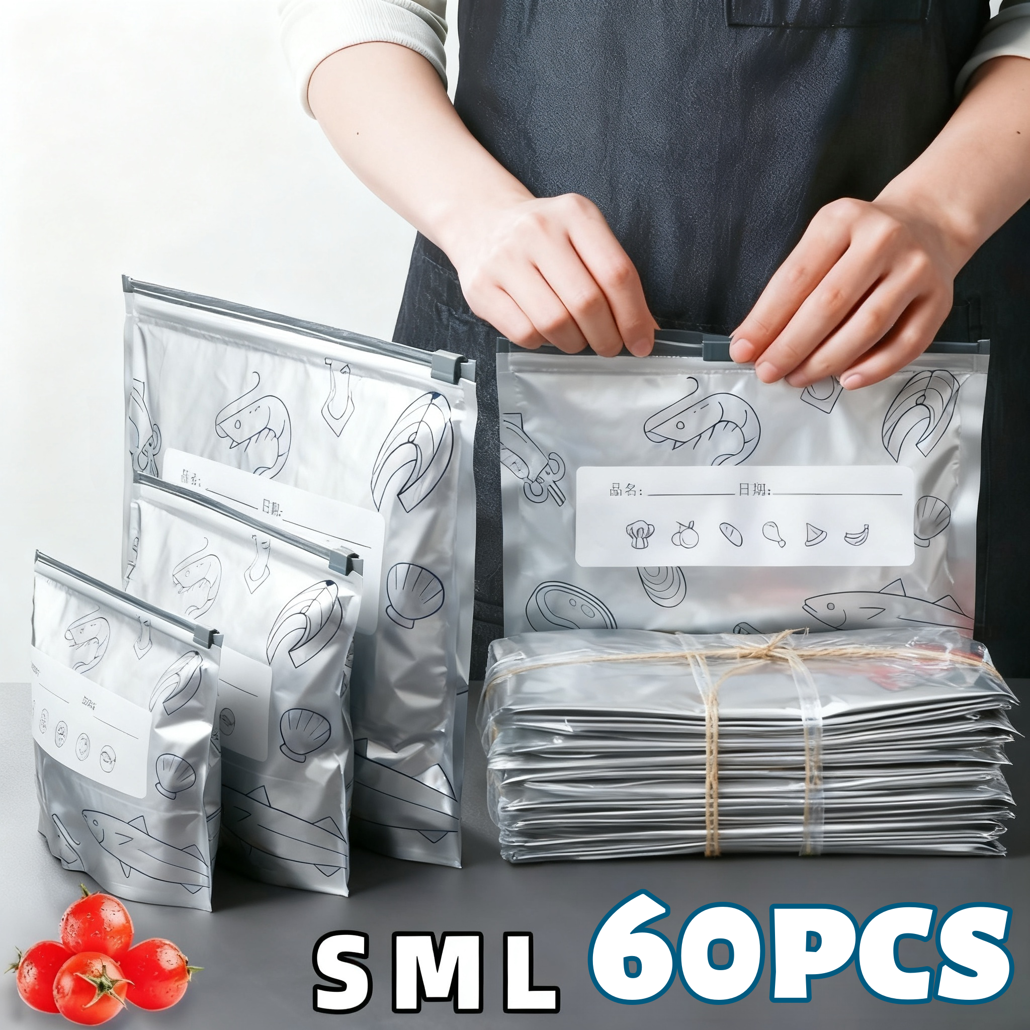 Reusable Zip Bag - 10/60pcs Aluminum Foil Storage Bags Freezer