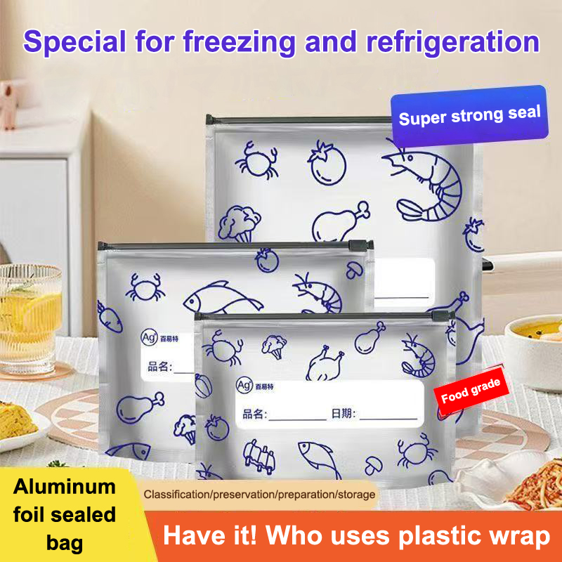 Reusable Zip Bag - 10Pcs/Bag Silver Foil Food Fresh-keeping Bags