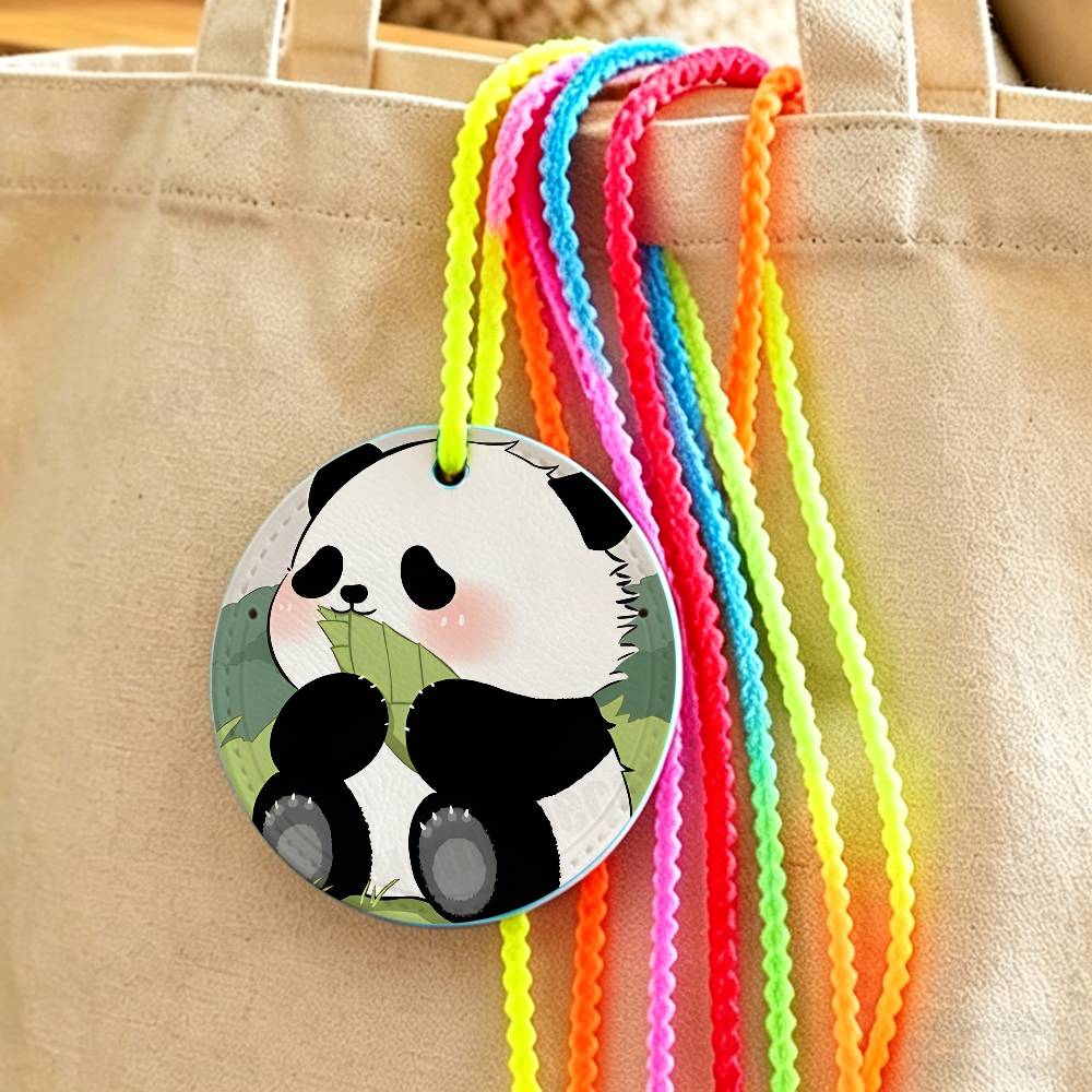 Luggage Tag Leather - Cut Funny Small Panda Name Address