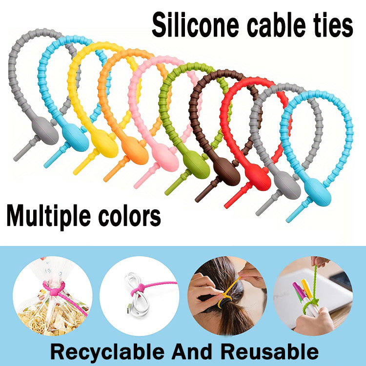 Reusable Zip Bag - Silicone cable ties5Pcs/Lot 8 Color Silicone