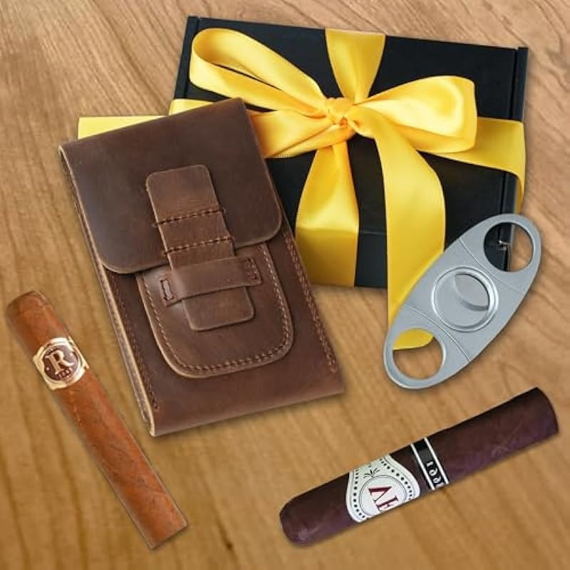 Genuine Leather Cigar Case 3 C - огляд і ціна Travel Accessories Gifts For Men