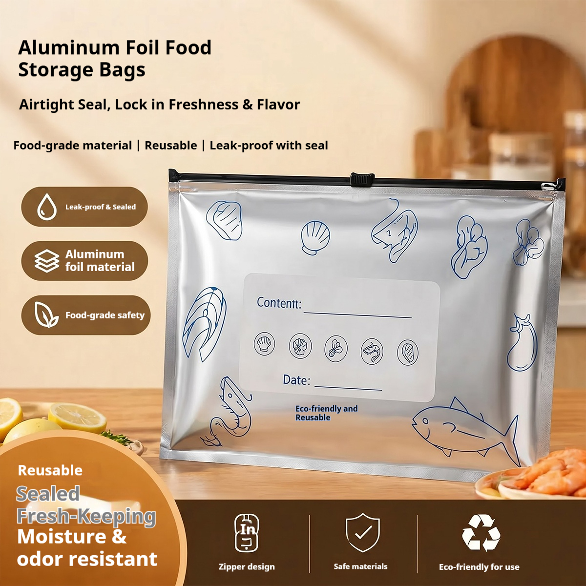60pcs Aluminum Foil Food Seala - огляд і ціна Reusable Zip Bag