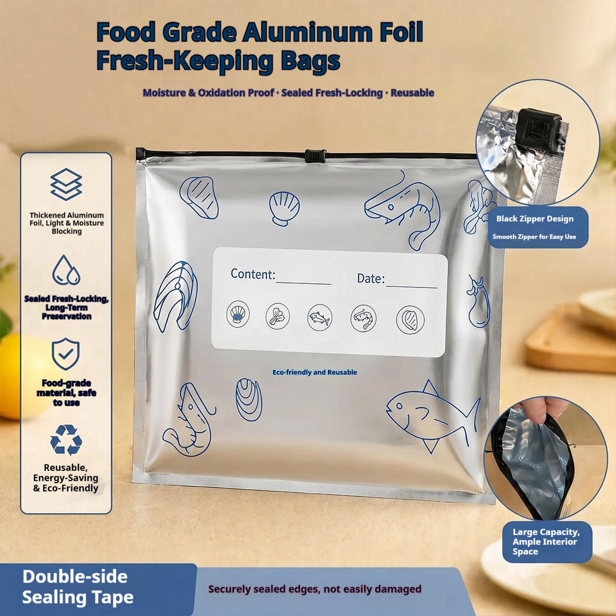 60pcs Aluminum Foil Food Seala - огляд і ціна Reusable Zip Bag