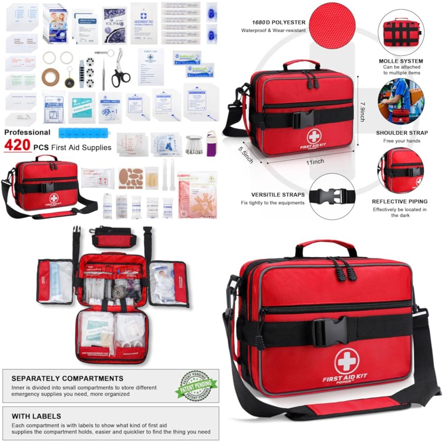 Premium 420 Piece Large First  - огляд і ціна First Aid Travel Kit